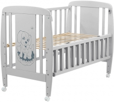 Дитяче ліжко Babyroom Dog відкидний бік, колеса DSO-01 бук gray